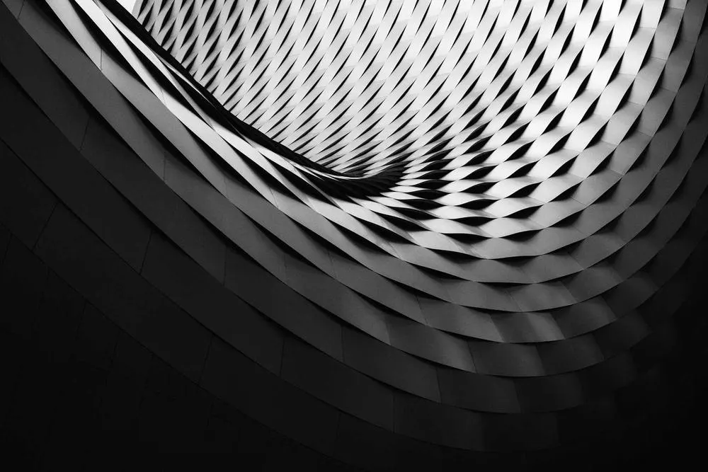 The sweeping white curve of a modern building