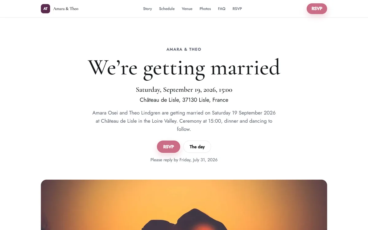 The Event template on a laptop screen
