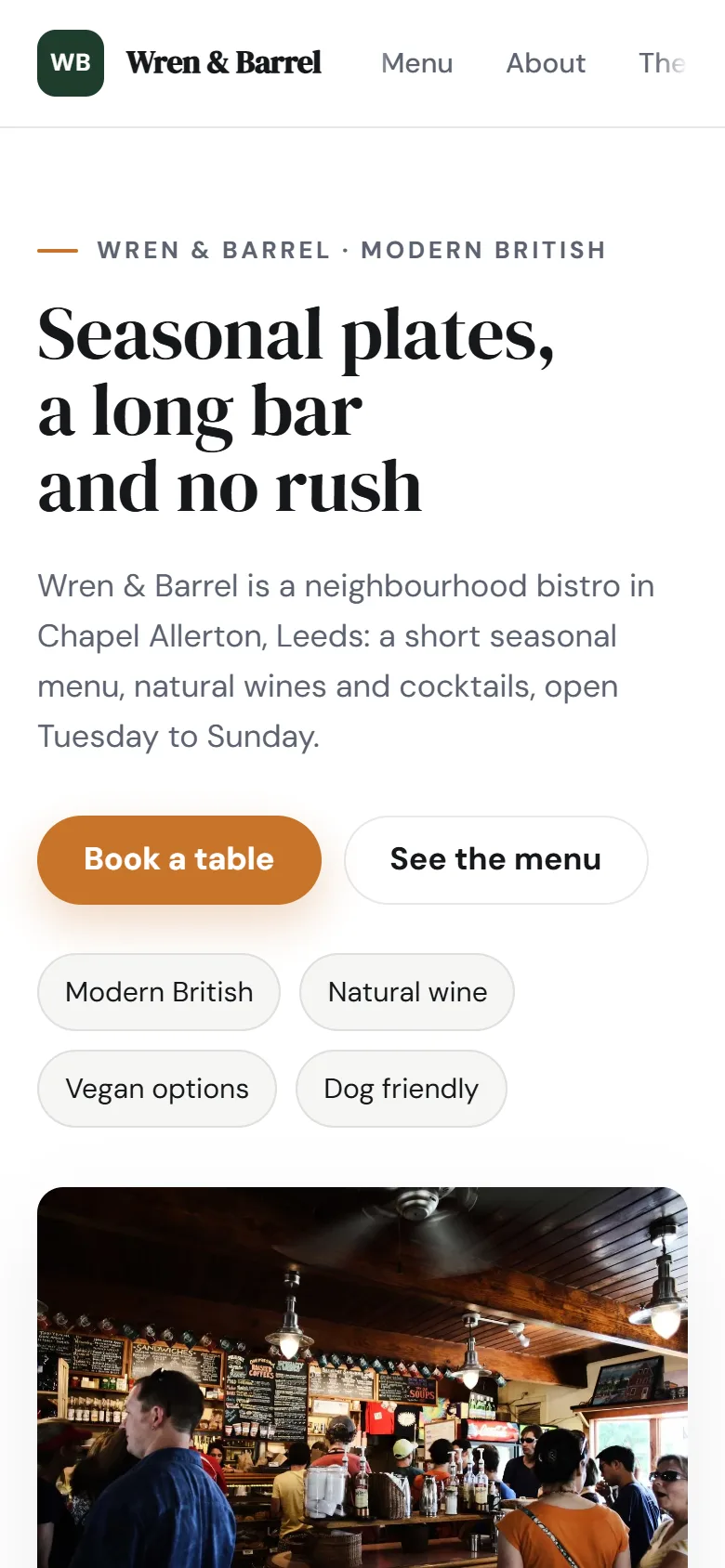 The Restaurant template on a phone